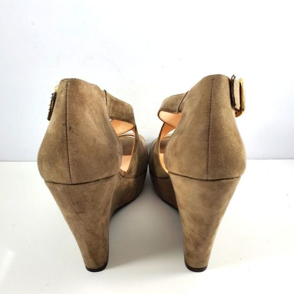 NINE WEST Suede Criss-cross, Open Toe Wedges. SIZE 10M. S846 - Picture 3 of 4
